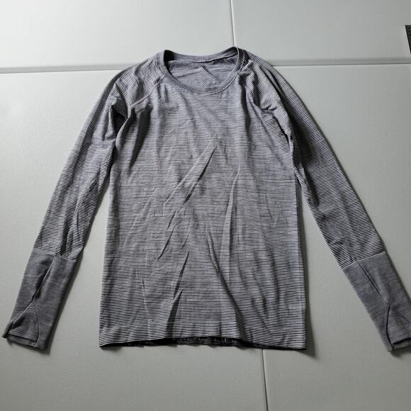 Lululemon Swiftly Tech Shirt Womens 6 Gray Black Stripe Long Sleeve Seamless - Picture 1 of 9